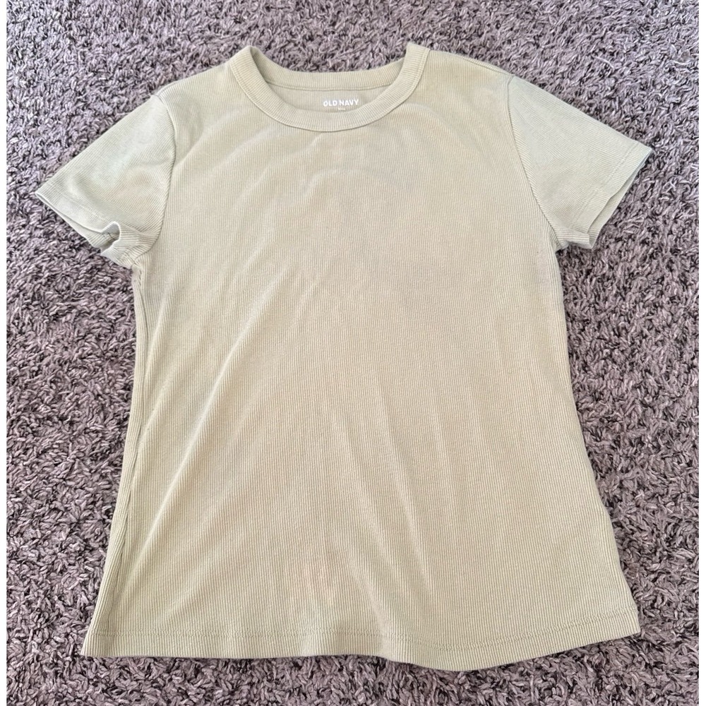 Old Navy Women's Green Ribbed Snug Short Sleeve Tee Size Medium